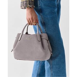 NWT Kate Spade NY ♠️ Dumpling Suede Small Satchel Gray Leather Hare Grey New